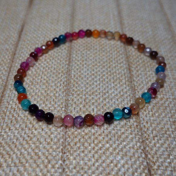 (NWT) Multi Color Fire Agate Faceted Beaded Bracelet (Fits Sm to Lg Wrist) - Picture 1 of 9
